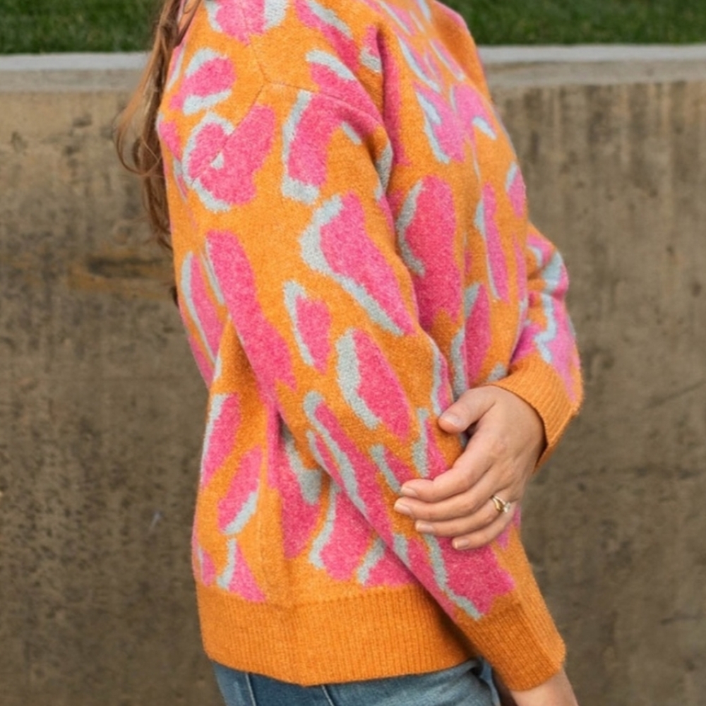 BiBi Orange Patterned Sweater - Picture 3 of 6